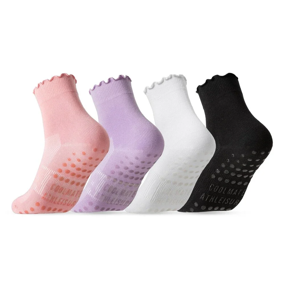 CoolMate Women's Pilates Grip Socks Non Slip Yoga Barre 4 Pairs 6-10 Fit - NWT